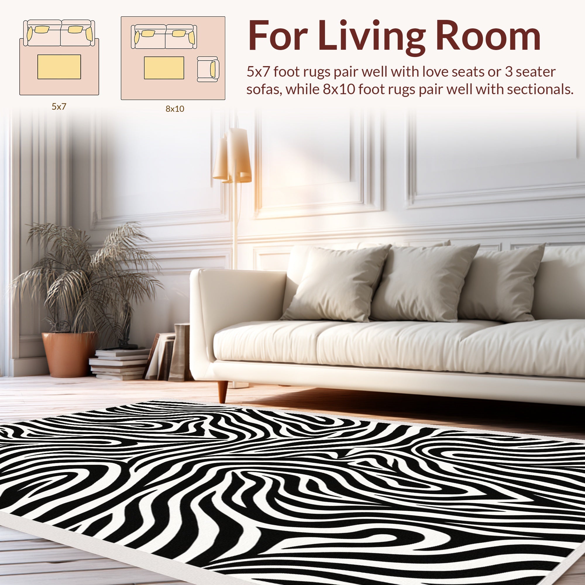 Wild Zebra Stripe Abstract Rug