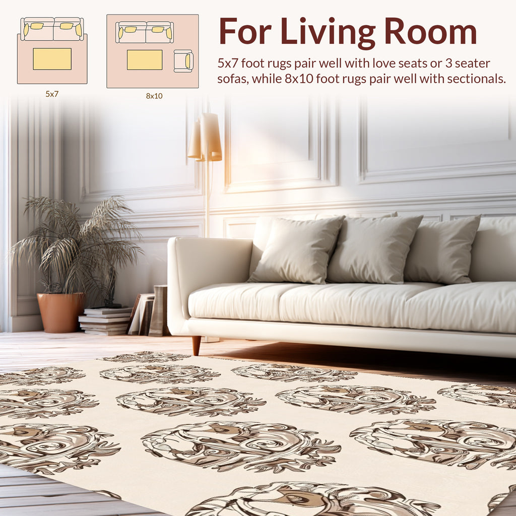 Ornate Brain Pattern Textured Ground Rug