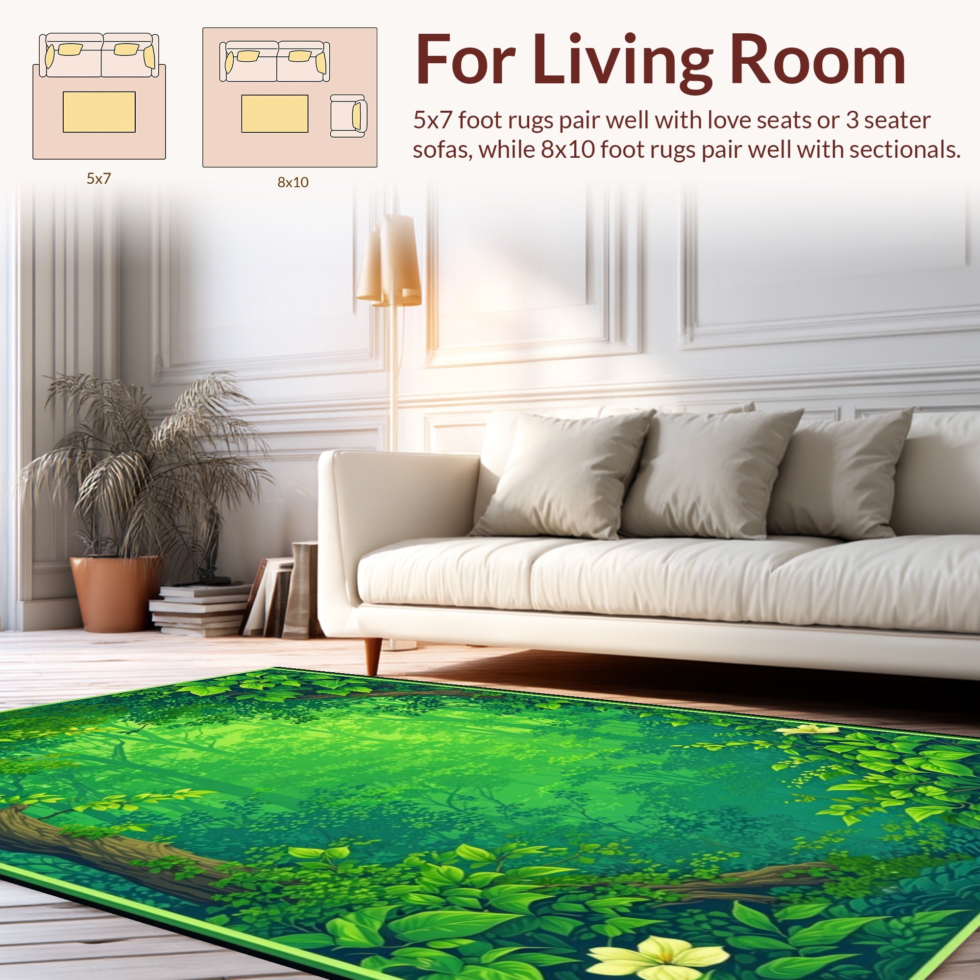Vibrant Green Forest Pathway Rug
