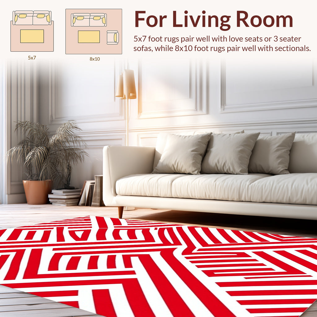 All Over Red Geometric Pattern Rug