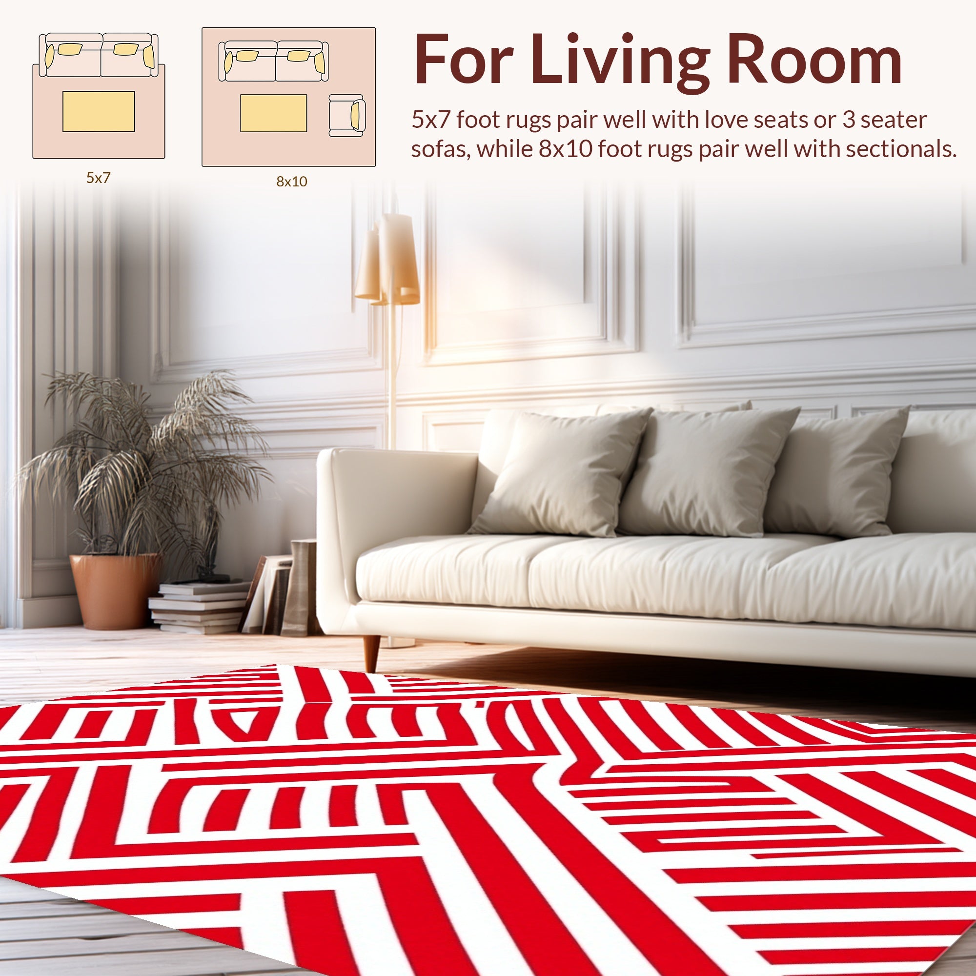 All Over Red Geometric Pattern Rug