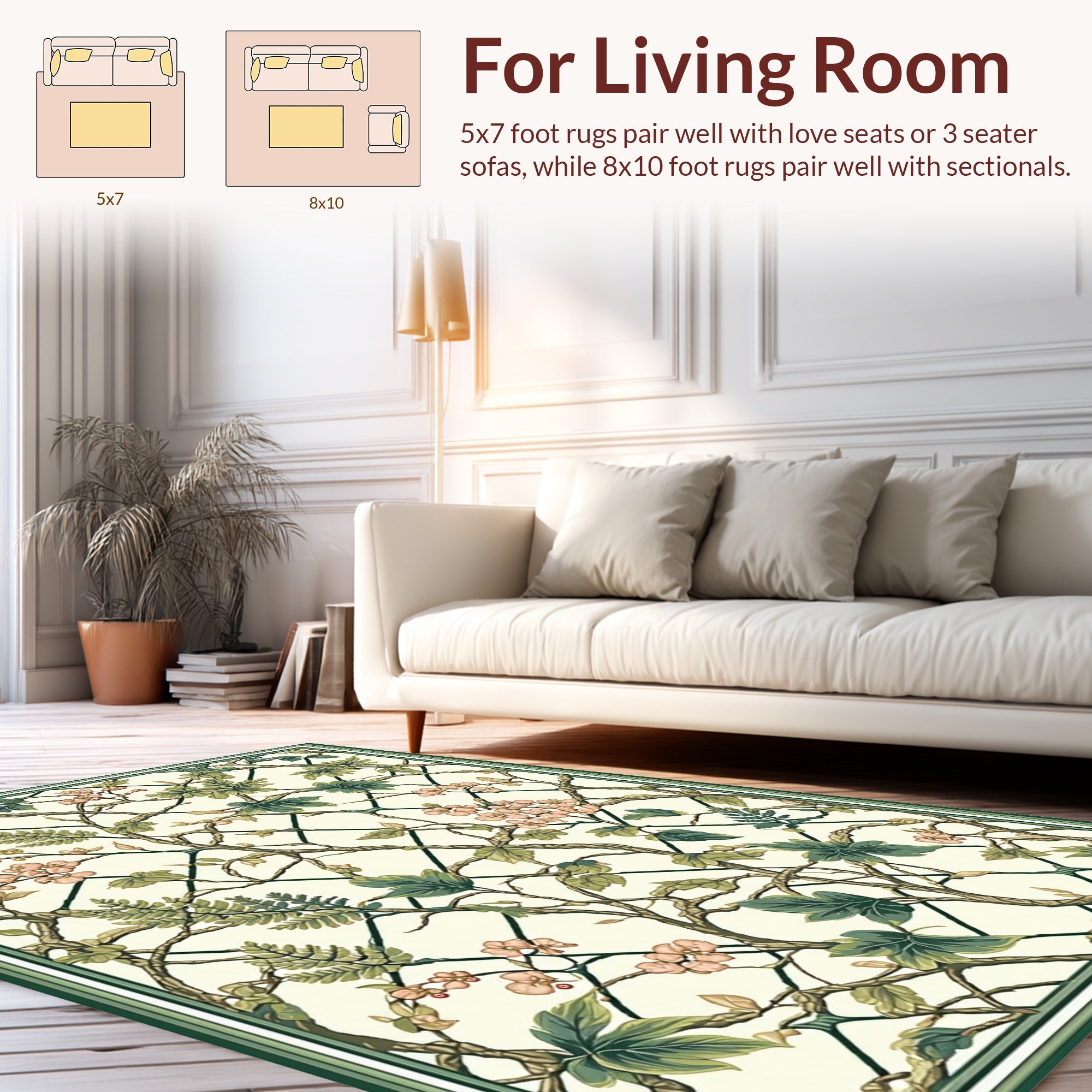 Vintage Garden Trellis Floral Rug