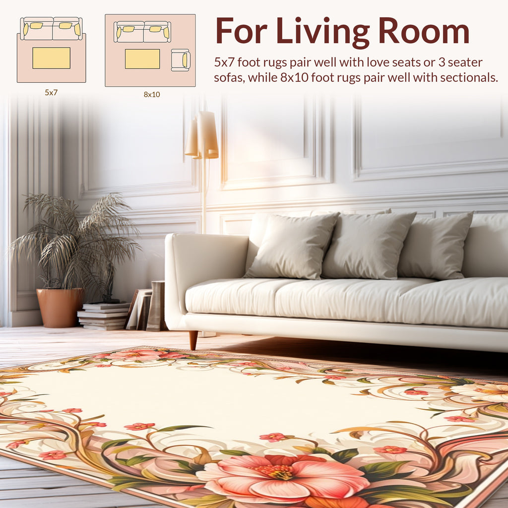 Elegant Floral Swirls and Blooms Rug