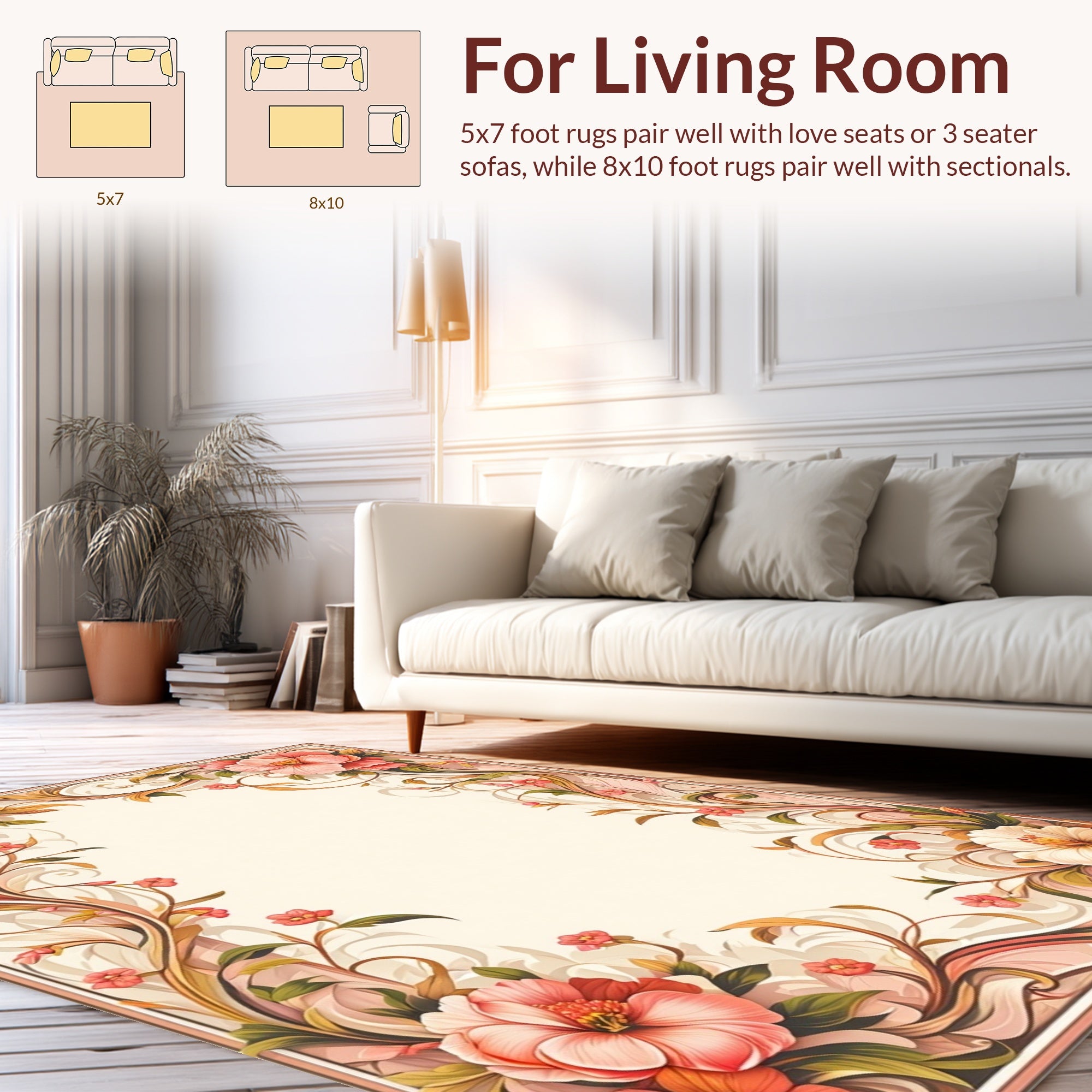 Elegant Floral Swirls and Blooms Rug