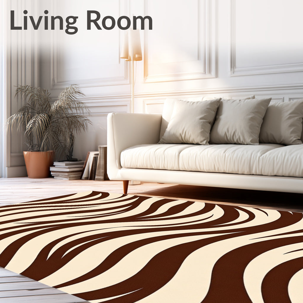 Rich Brown Cream Zebra Stripes Rug