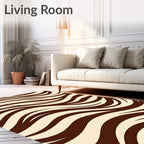 Rich Brown Cream Zebra Stripes Rug