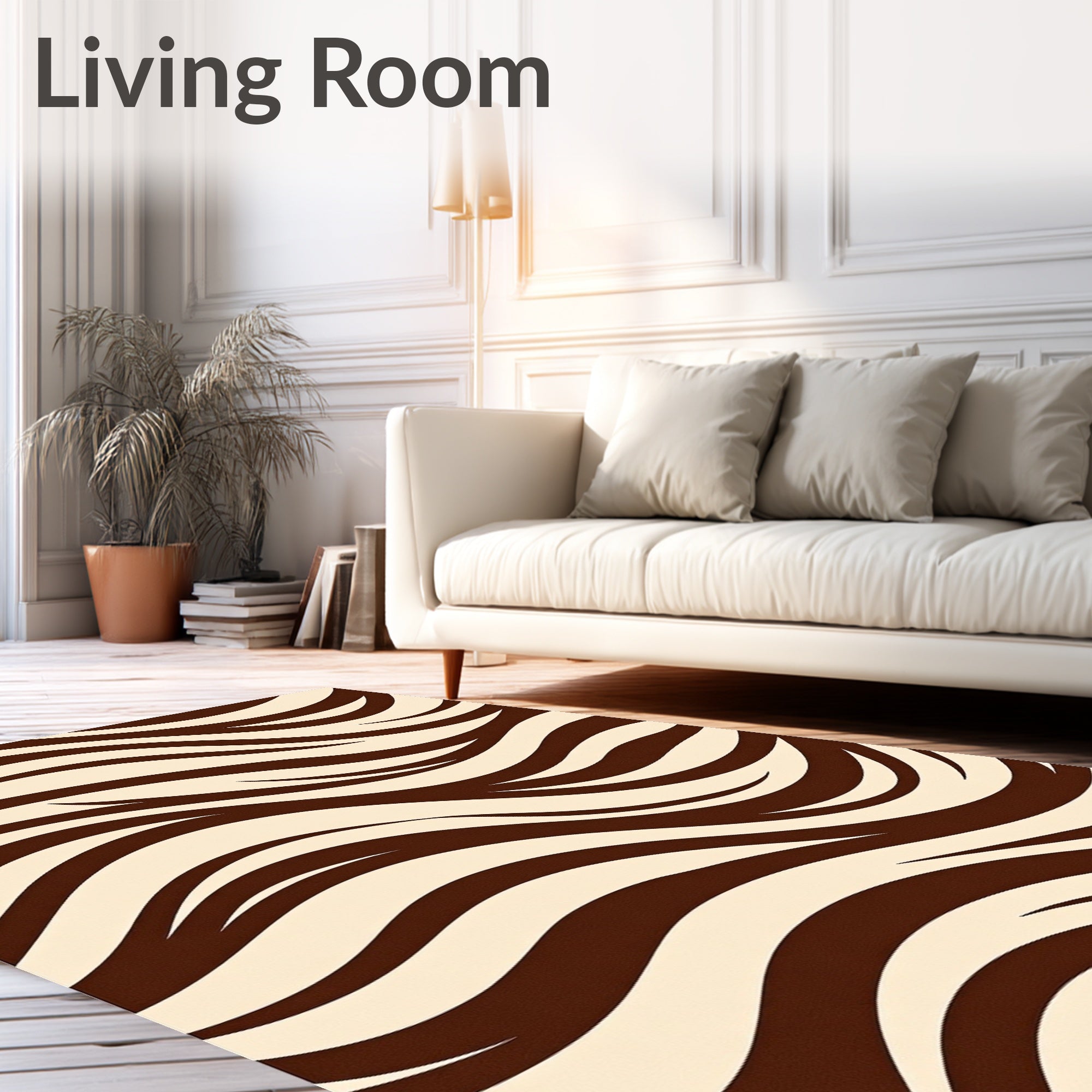 Rich Brown Cream Zebra Stripes Rug