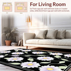 Light Floral Vines Black Pattern Rug