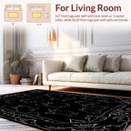 Whimsical Cat Illustrations In Black White Rug
