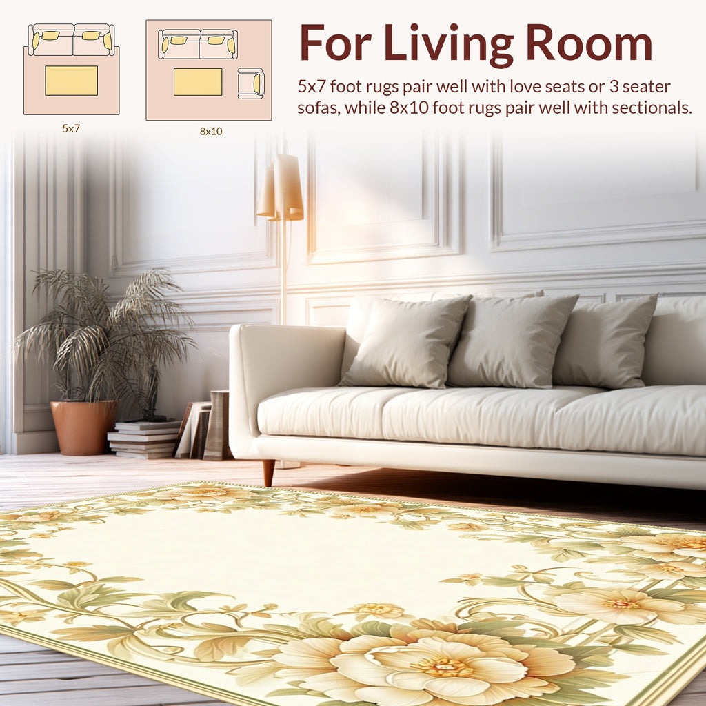 Elegant Floral Scrollwork Botanical Design Rug