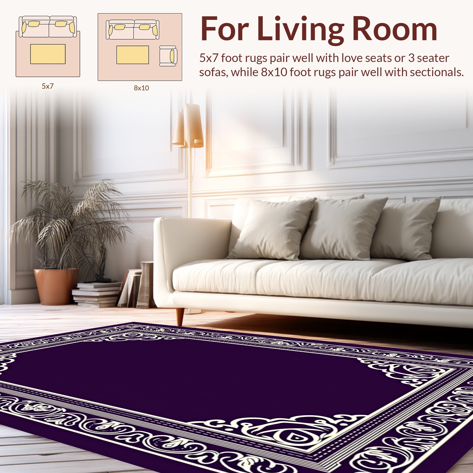 Intricate Floral Border Design Rug