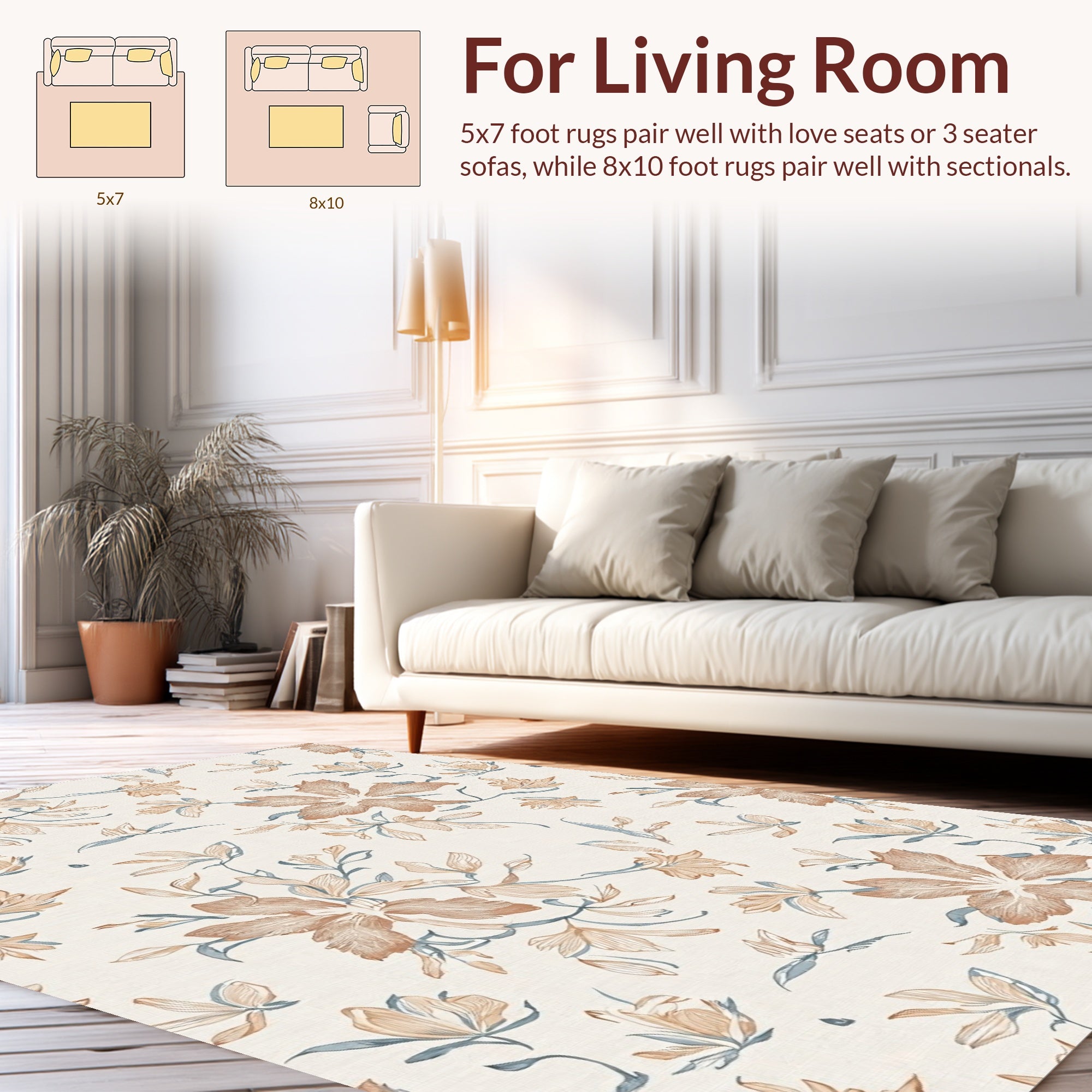 Delicate Floral Botanical Sketch Rug