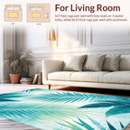 Tropical Teal Fern Leaf Pattern Rug