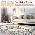 Ornate Navy Scrollwork Ceramic Tile Rug