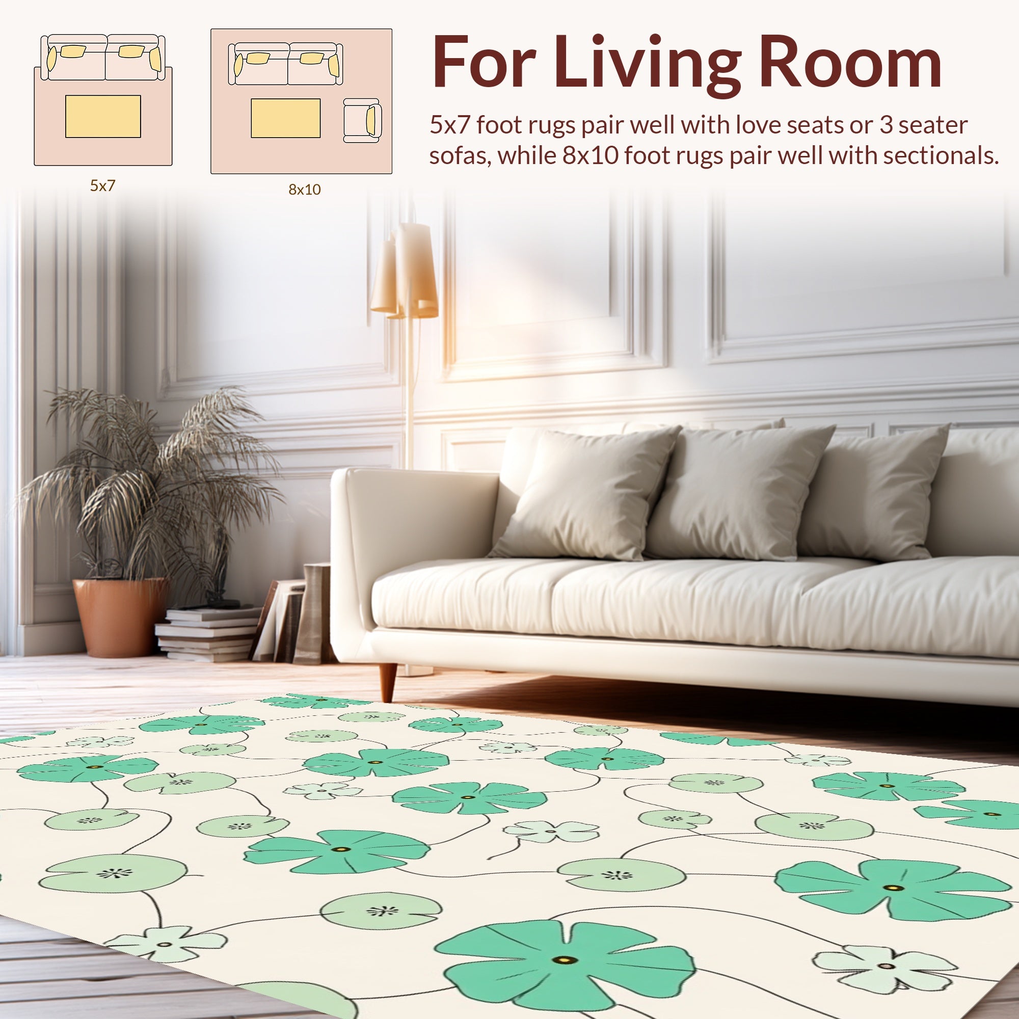 Water Lily Floral Pattern Rug
