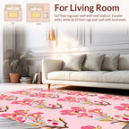 Pink Floral Branch Pattern Rug