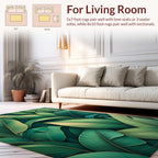 Emerald Leaf Patterned Lush Rug