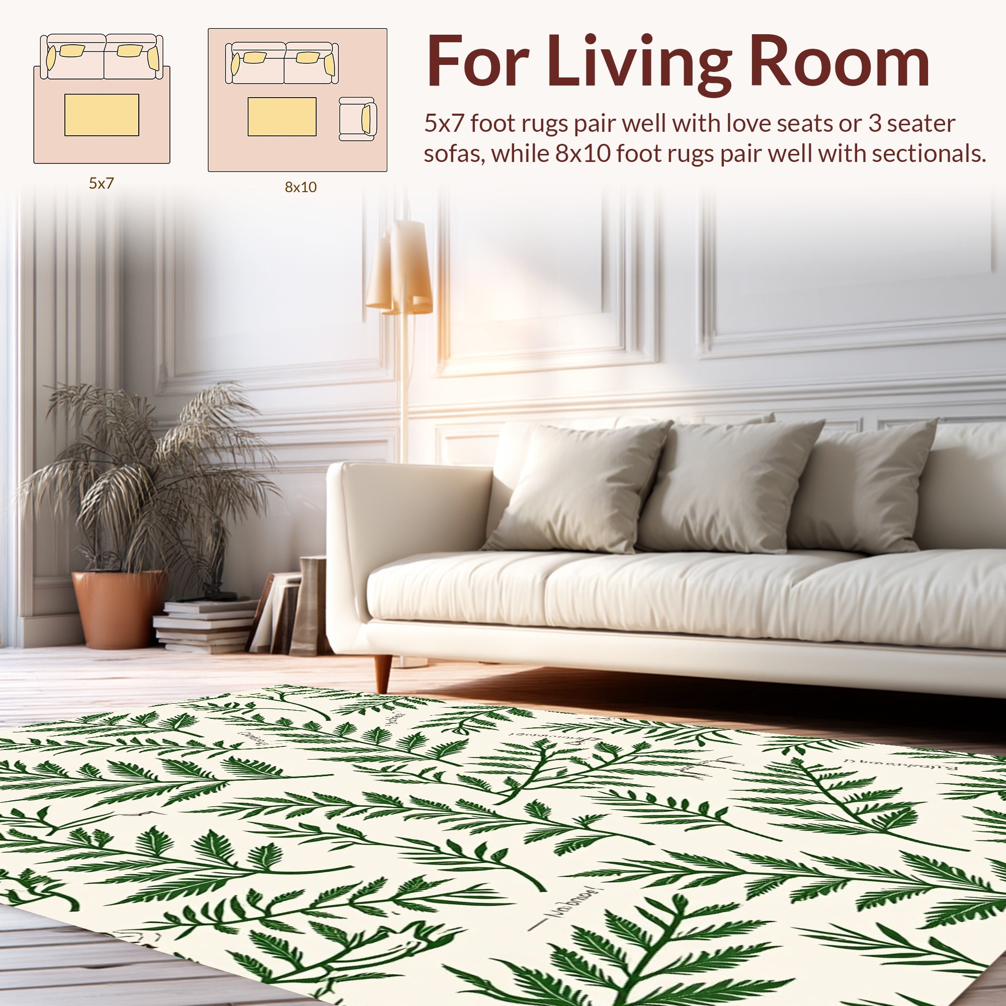 Botanical Fern Pattern Design Rug