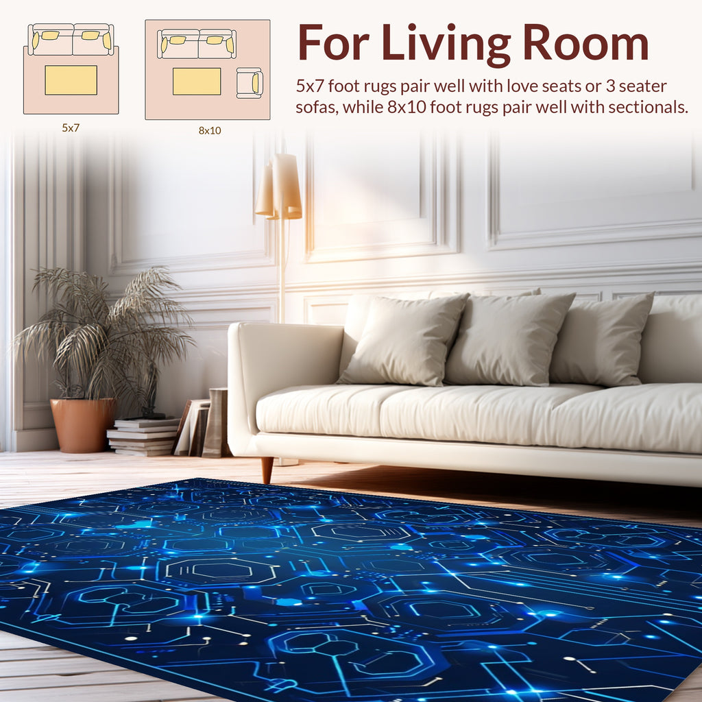 Geometric Circuit Board Abstract Pattern Rug