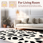 Abstract Black White Organic Shapes Rug