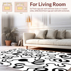 Abstract Black White Organic Swirls Design Rug