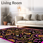 Radiant Black Sunburst Swirl Rug