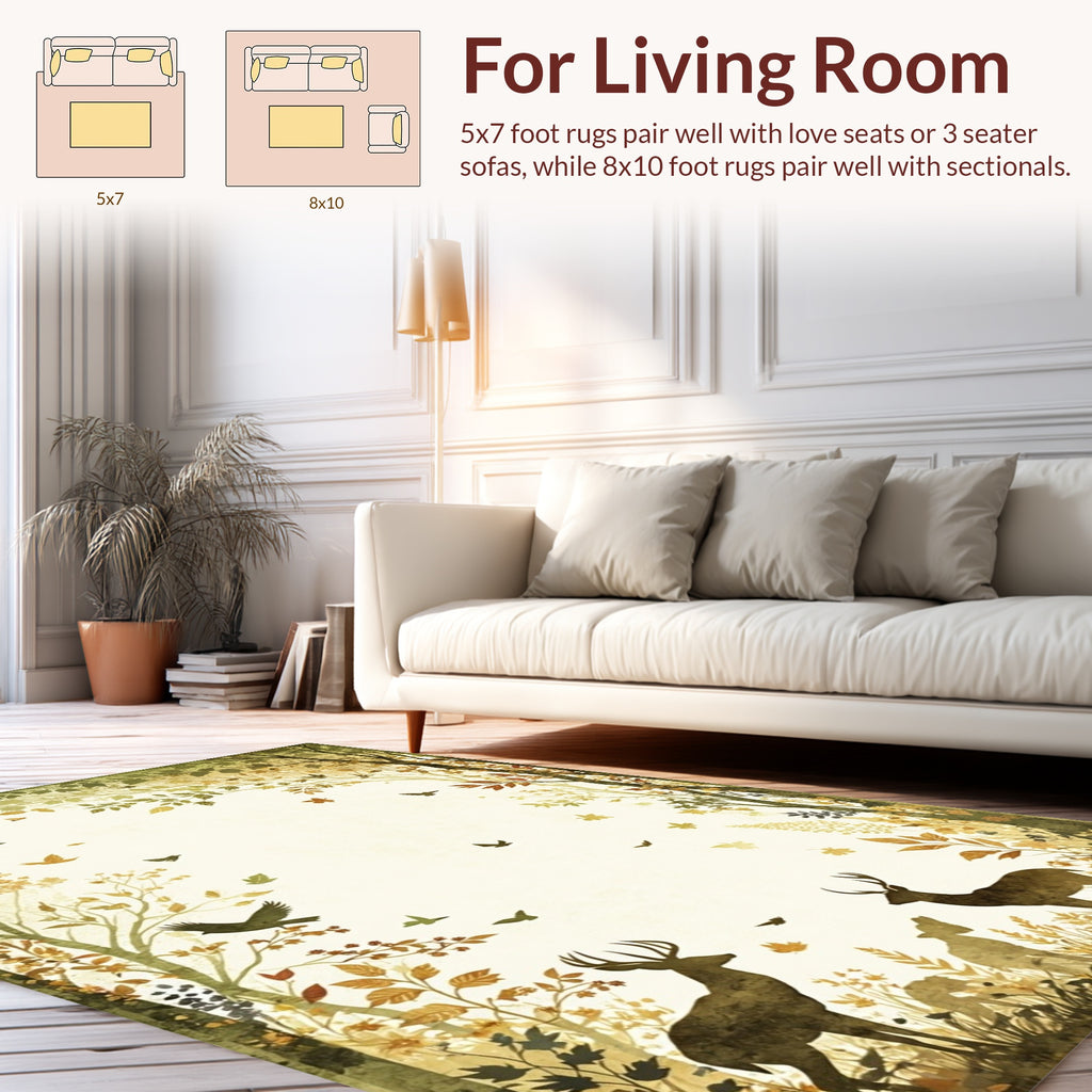 Woodland Forest And Wildlife Scene Rug