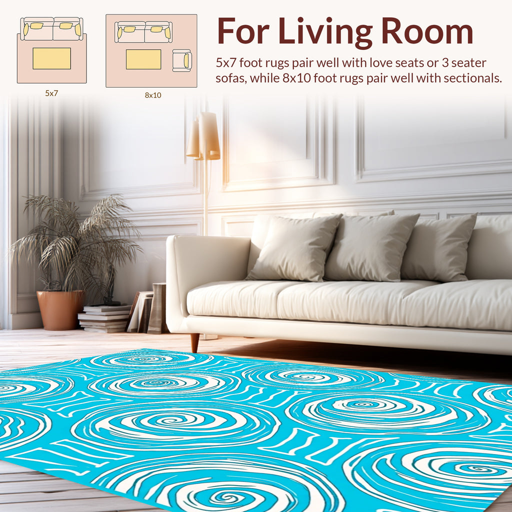 Abstract Swirl Pattern On Blue Background Rug