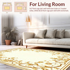 Golden Floral Vine Scroll Pattern Rug