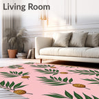 Pastel Pink Botanical Leaf Pod Rug
