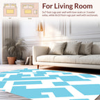 Geometric Blue Interlocking Shapes Rug