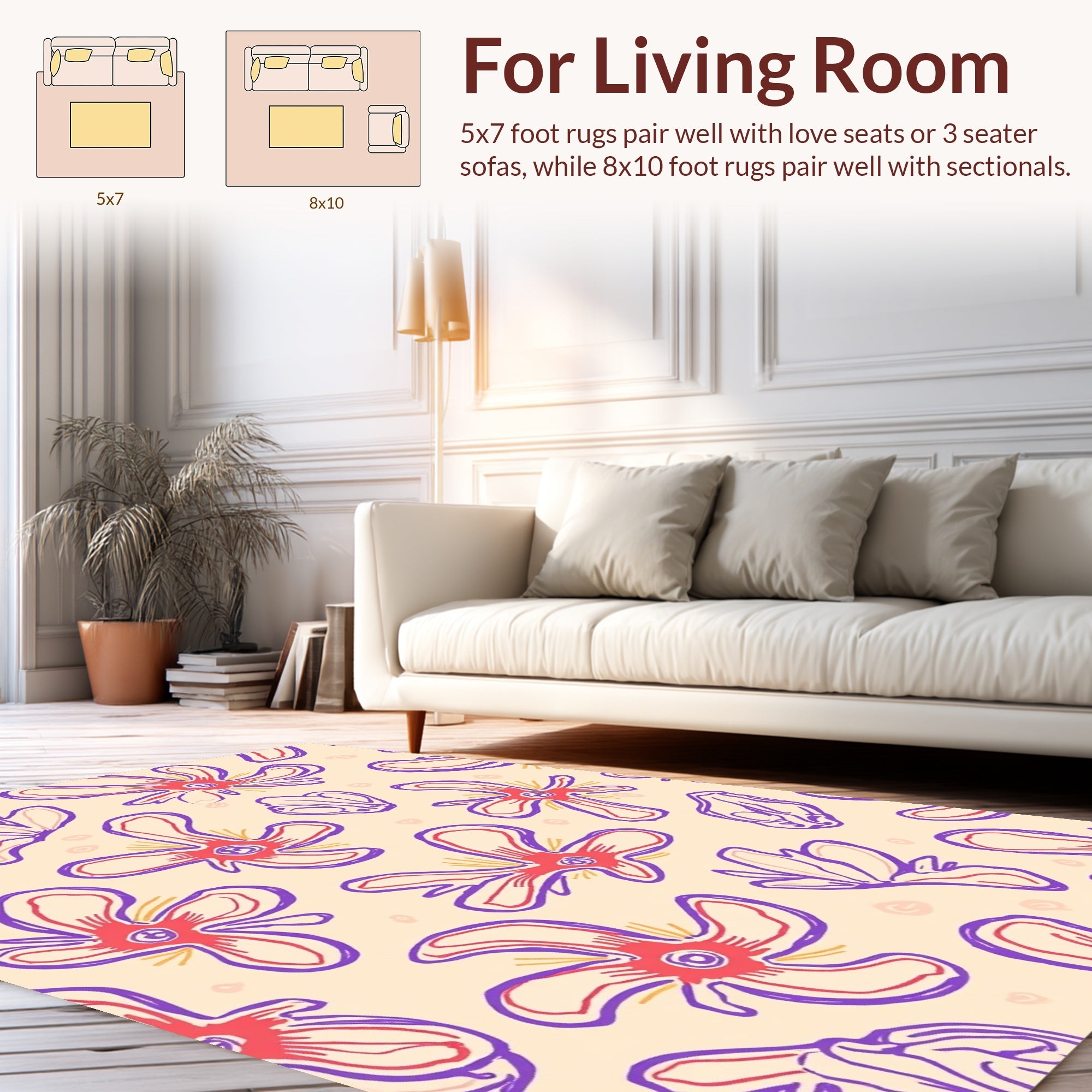 Abstract Whimsical Floral Bloom Design Rug