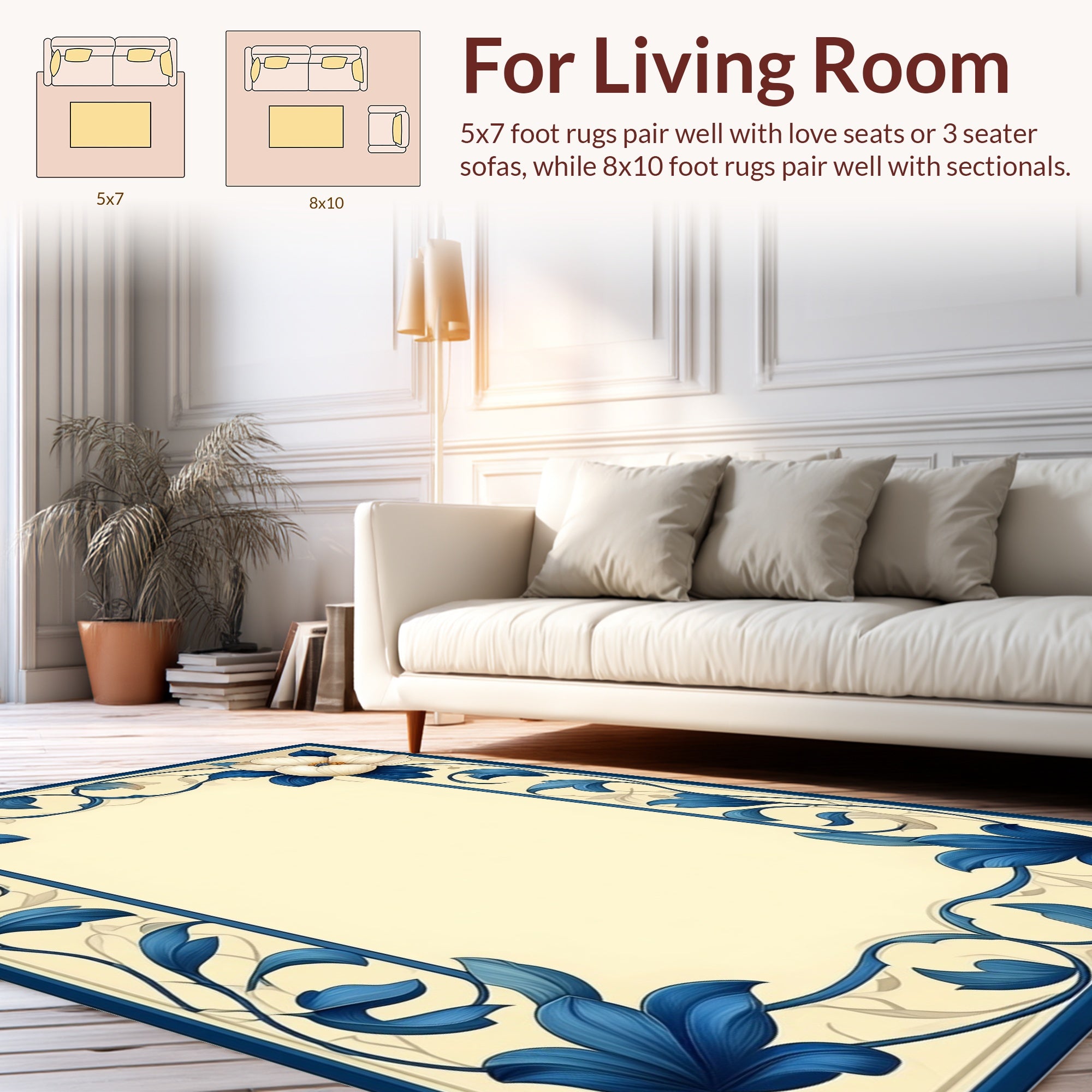 Elegant Floral Swirl Pattern Rug