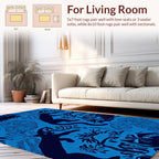 Jungle Panther And Tropical Floral Design Rug