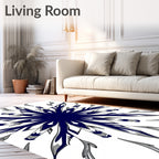 Modern Navy Blue Starburst Rug