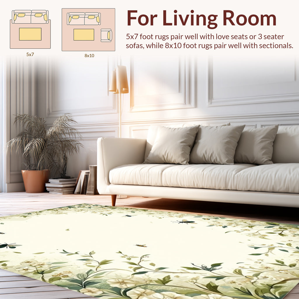 Whimsical Floral Insects Garden Rug