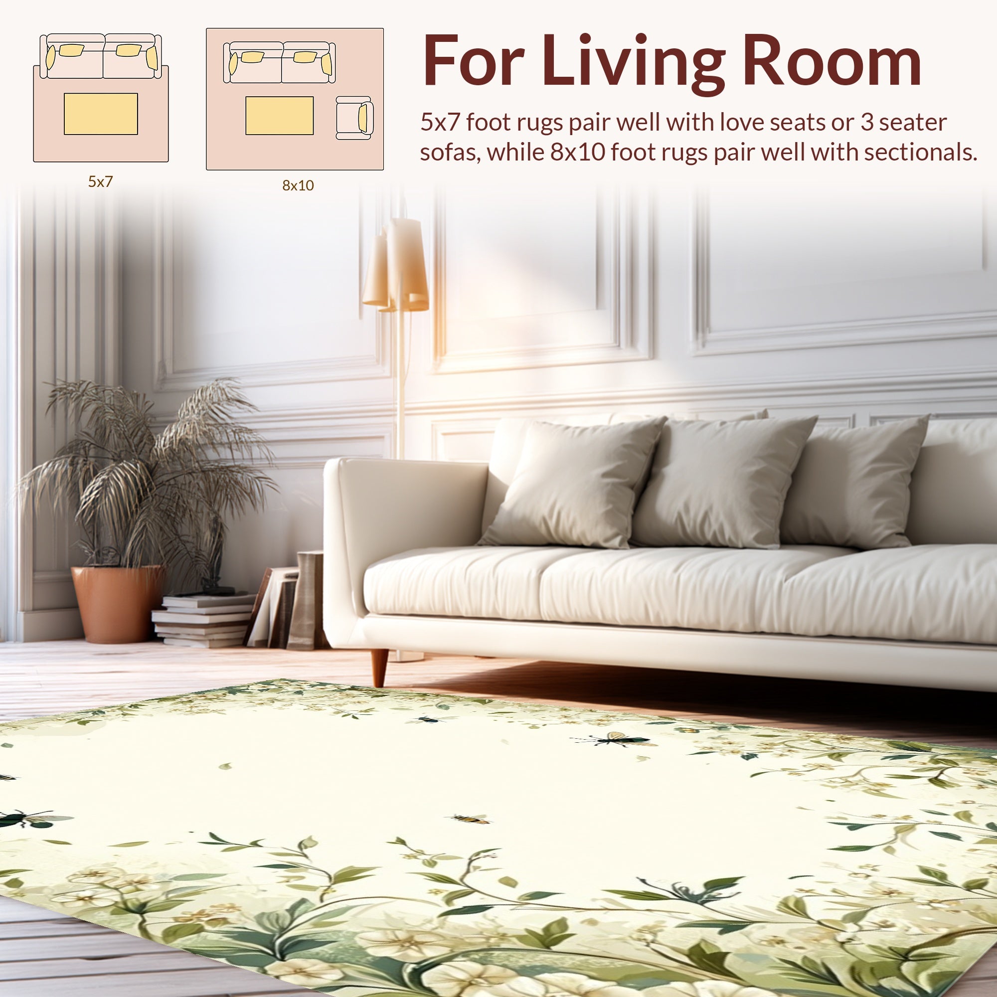 Whimsical Floral Insects Garden Rug