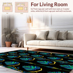 Tropical Leaf Pattern With Yellow Accents Rug