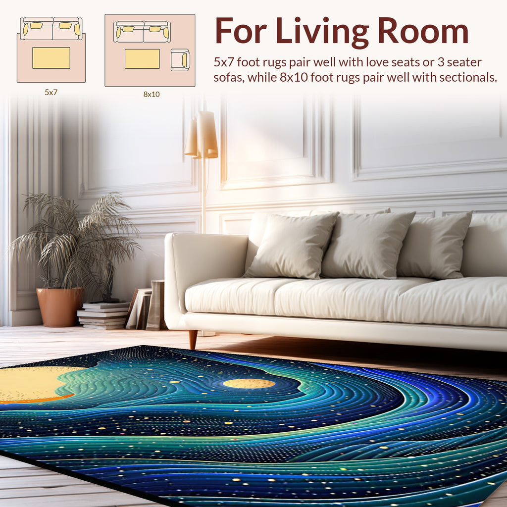 Cosmic Ocean Wavy Pattern Rug