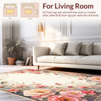 Whimsical Floral Delicate Pink Peony Rug