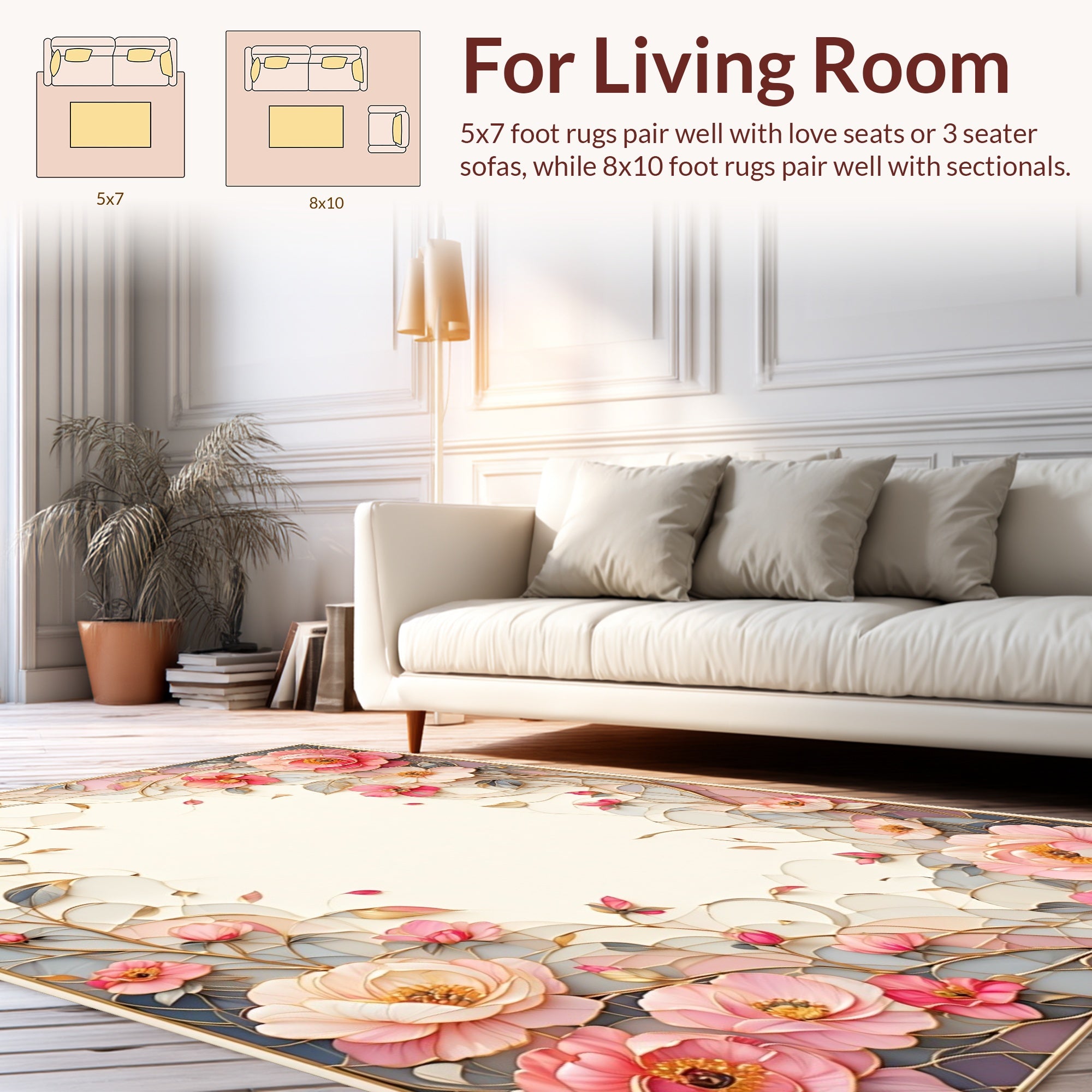 Whimsical Floral Delicate Pink Peony Rug