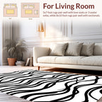 Black White Wavy Stripe Pattern Rug