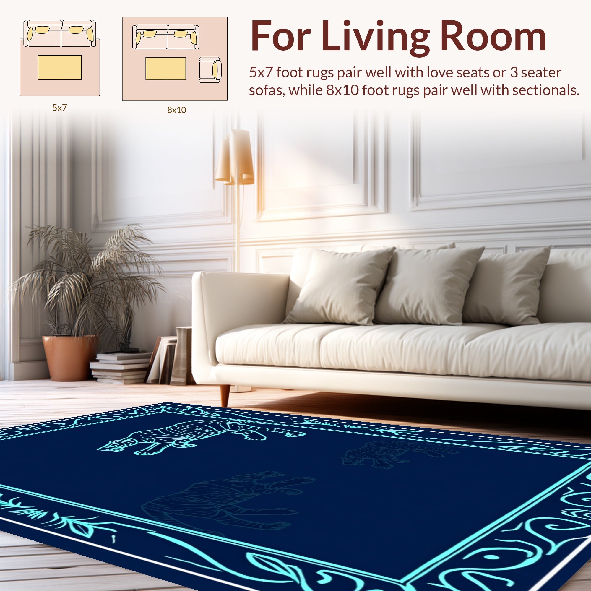 Stylized Tiger Outline Design Rug