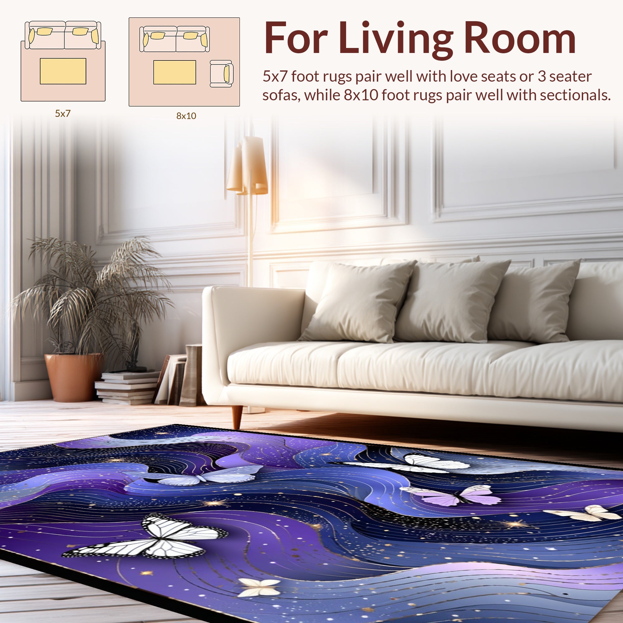 Deep Space Butterflies Swirls Rug