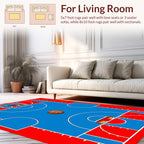 Dynamic Red Blue Basketball Court Rug