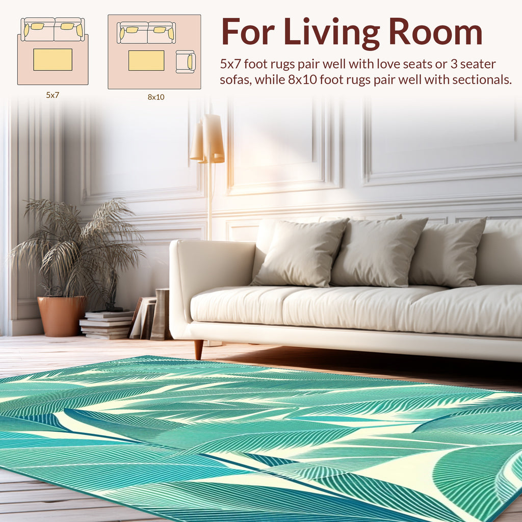 Tropical Leaf Pattern Vivid Tones Rug