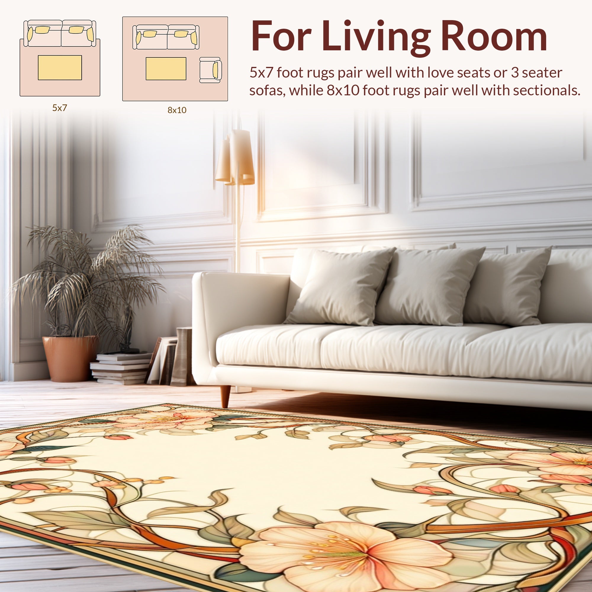 Floral Art Nouveau Inspired Design Rug
