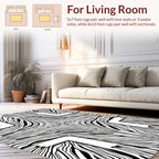 Bold Black White Striped Pattern Rug