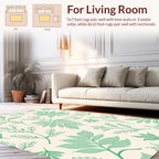 Green Botanical Linen Print Rug