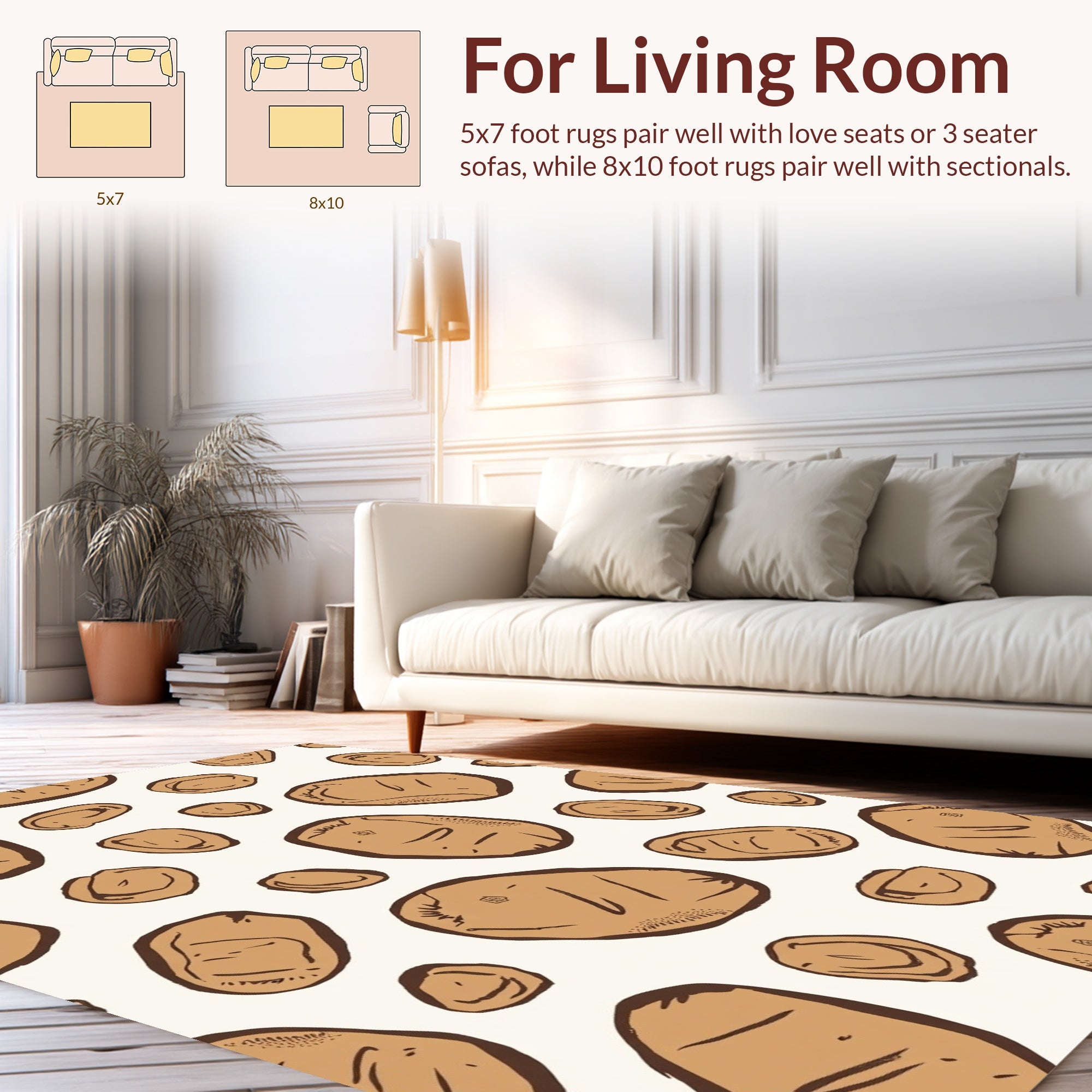 Whimsical Potato Pattern Design Rug
